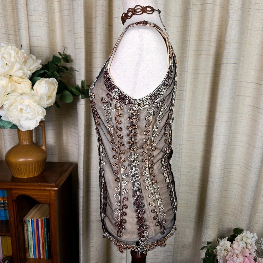 Vintage Pretty Angel Mesh Lace Boho‎ Top Grunge Fairy Y2K Size Medium Silk Blend - Picture 6 of 12